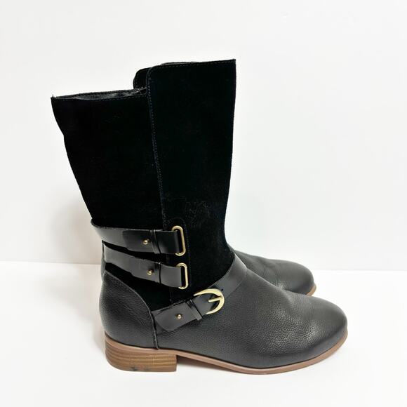 SOFTWALK WOMEN'S RAE COMBAT BLACK LEATHER BLOCK HEEL BOOTS SIZE 7 - Picture 4 of 7